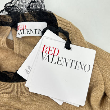 RED VALENTINO レッドヴァレンチノ XR3KC09J ブラウン ウール×カシミヤ レースカラー ニット トップス