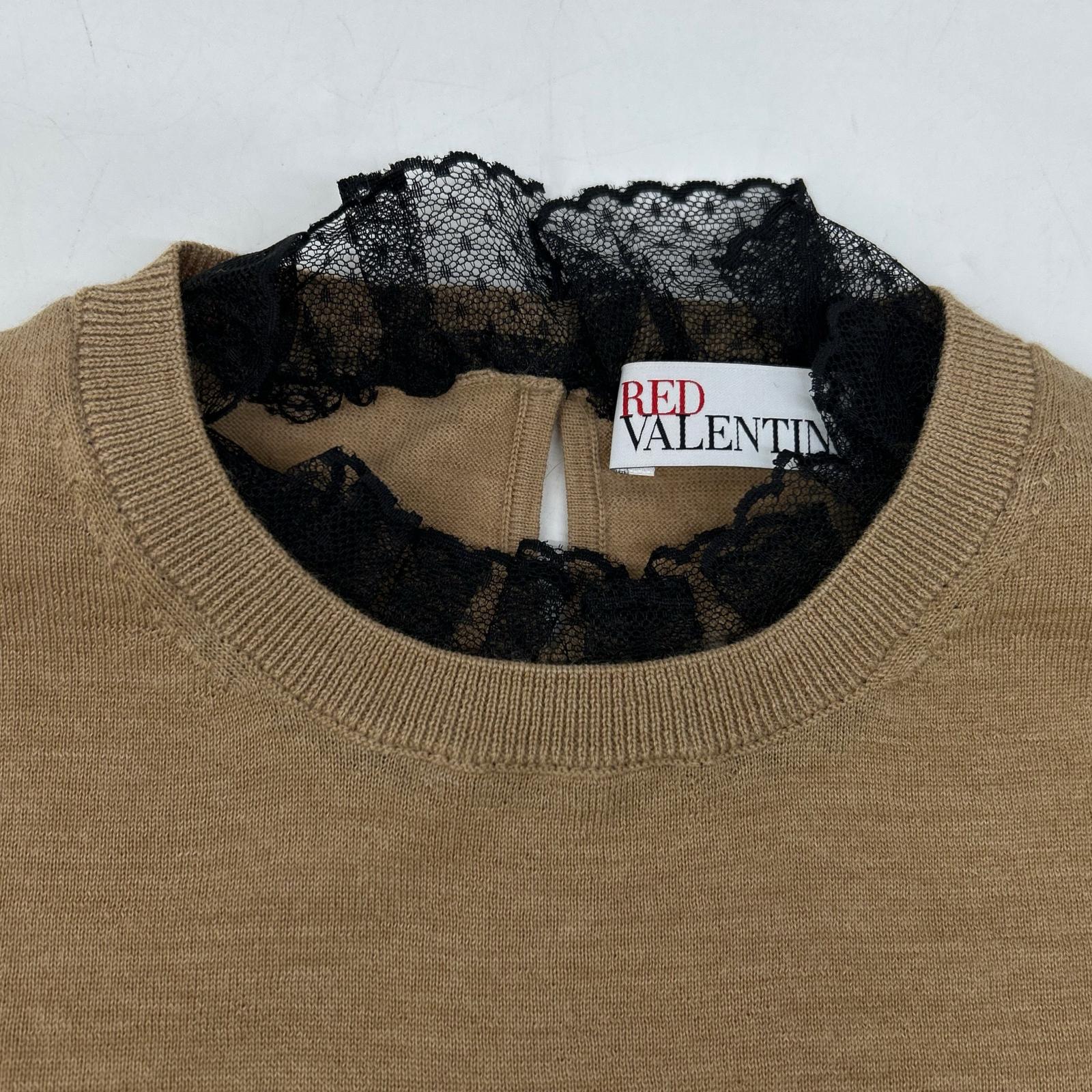 RED VALENTINO レッドヴァレンチノ XR3KC09J ブラウン ウール×カシミヤ レースカラー ニット トップス