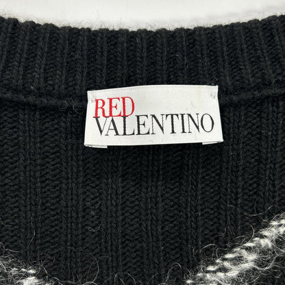 RED VALENTINO 红色华伦天奴 WR3KA02T64A 黑色羊毛蝴蝶结针织开衫 上衣