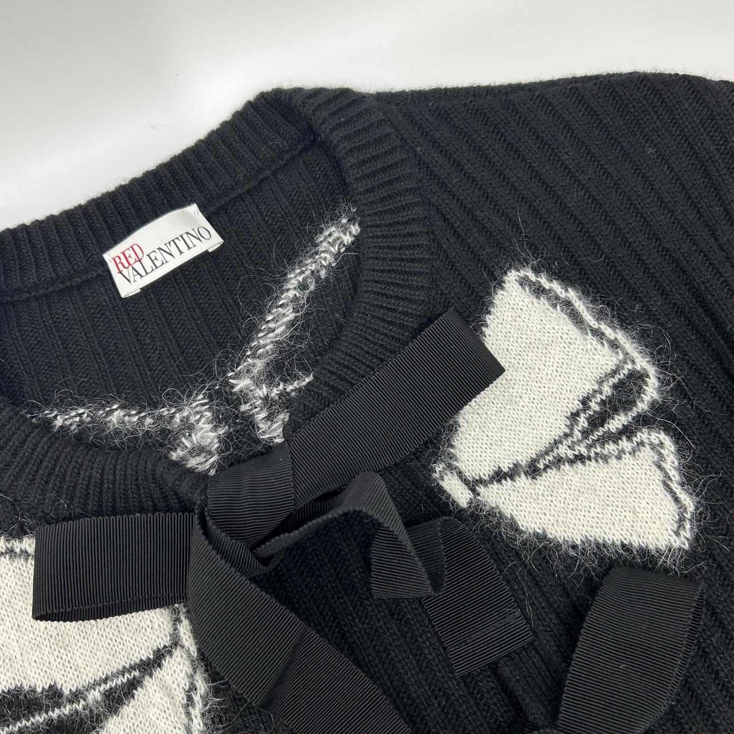 RED VALENTINO レッドヴァレンチノ WR3KA02T64A ブラック ウール リボン ニットカーディガン トップス