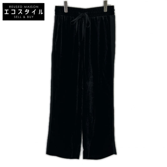 WR3RBE65601 Black Rayon x Silk Velour Pants Bottoms 40 Women's