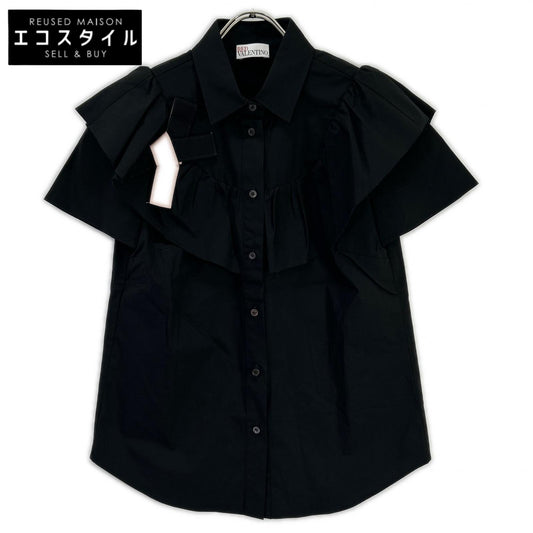 RED VALENTINO レッドヴァレンチノ VR0AAC150VU ブラック コットン リボン ブラウス トップス