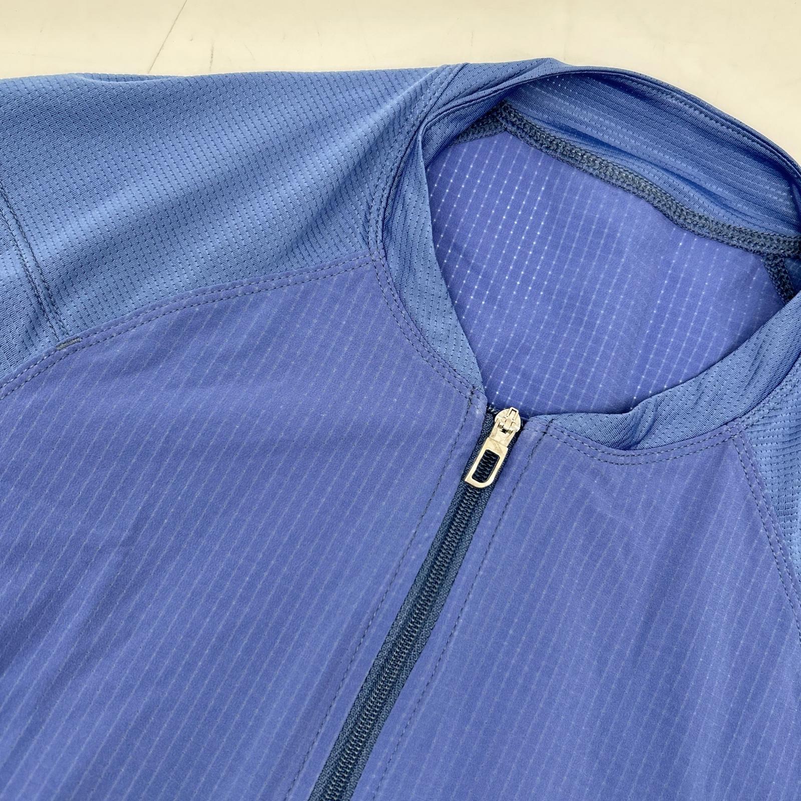 isadore イザドア ブルー エシュロン エアロ ジャージ S isadore イザドア ブルー エシュロン エアロ ジャージ トップス