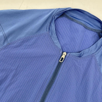 isadore イザドア ブルー エシュロン エアロ ジャージ トップス