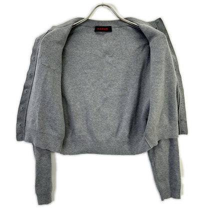 CABaN Gray Cotton x Cashmere Crew Neck Cardigan Top
