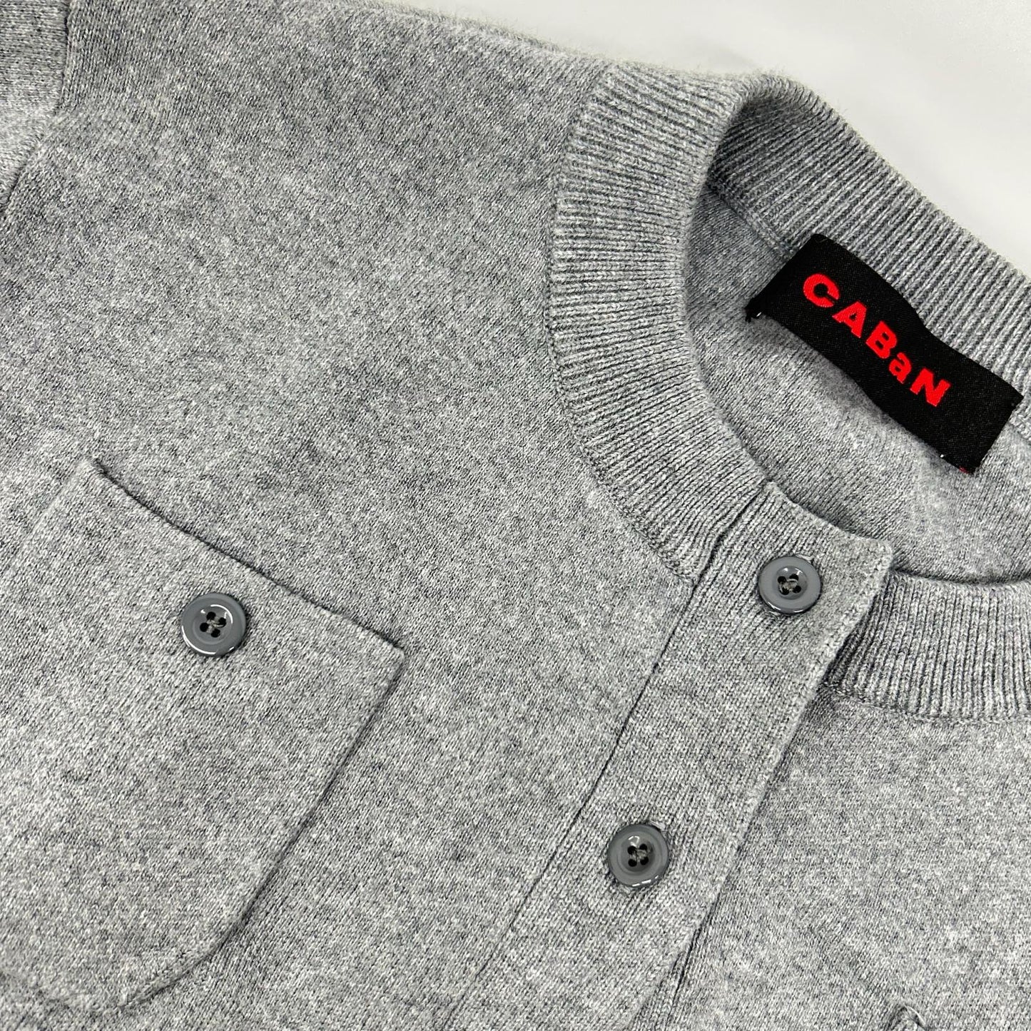 CABaN Gray Cotton x Cashmere Crew Neck Cardigan Top