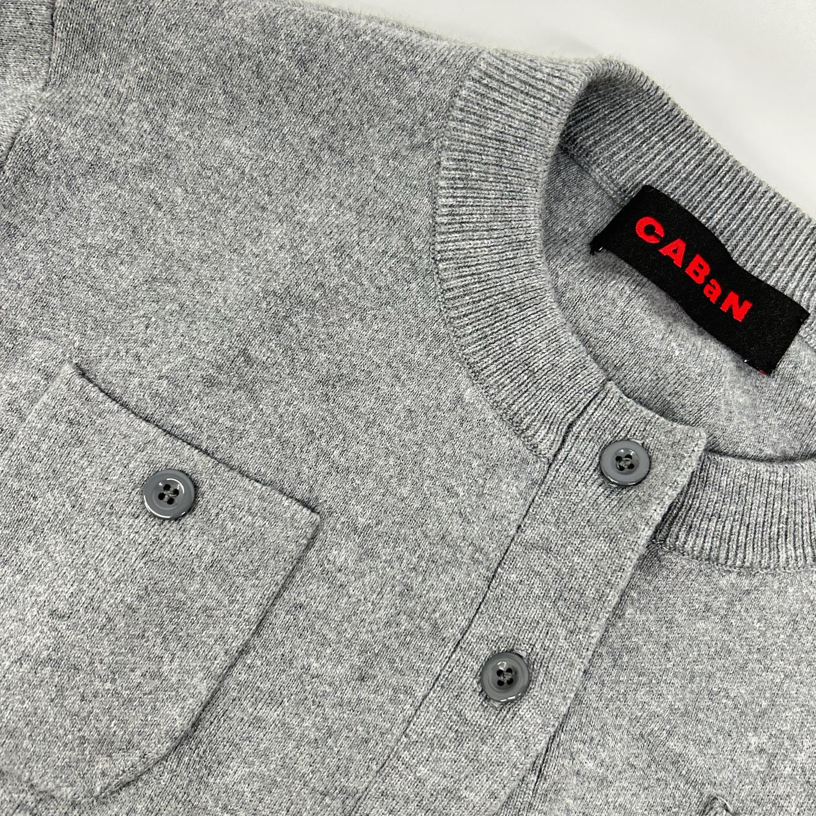 CABaN Gray Cotton x Cashmere Crew Neck Cardigan Top