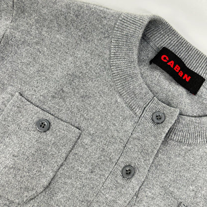 CABaN Gray Cotton x Cashmere Crew Neck Cardigan Top