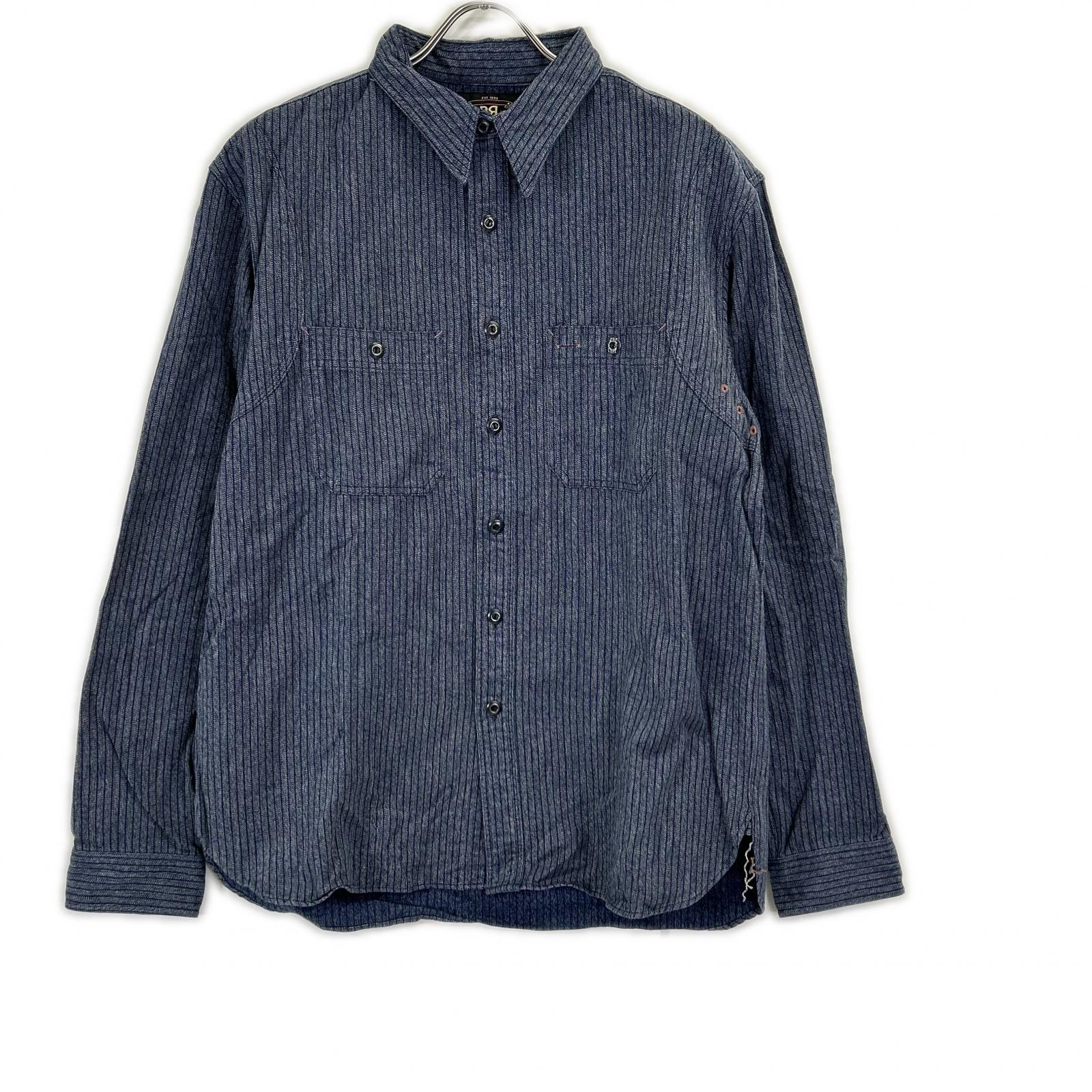 RRL Double RL 782529624001 Indigo Stripe Work Shirt Jacket Top