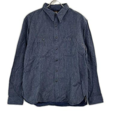 RRL Double RL 782529624001 Indigo Stripe Work Shirt Jacket Top