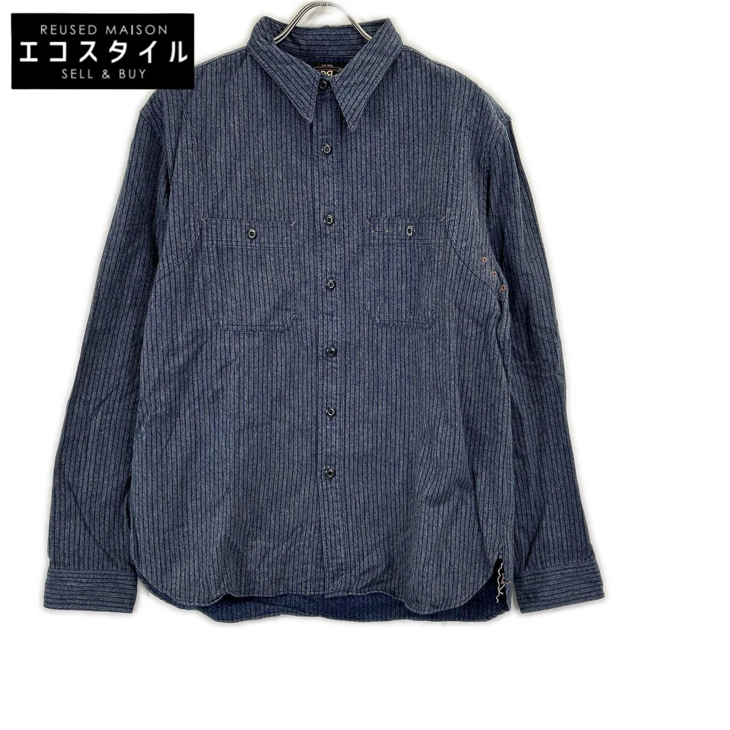 RRL Double RL 782529624001 Indigo Stripe Work Shirt Jacket Top