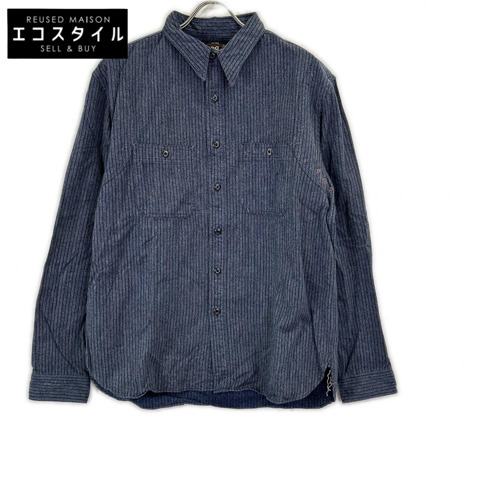 RRL Double RL 782529624001 Indigo Stripe Work Shirt Jacket Top