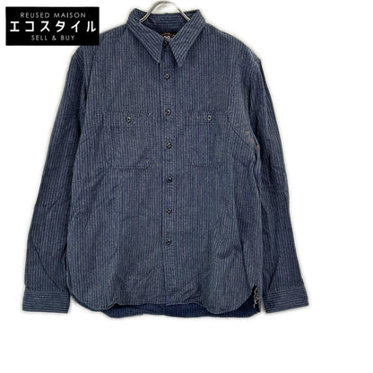 RRL Double RL 782529624001 Indigo Stripe Work Shirt Jacket Top