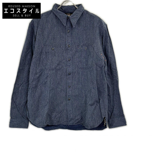 RRL Double RL 782529624001 Indigo Stripe Work Shirt Jacket Top