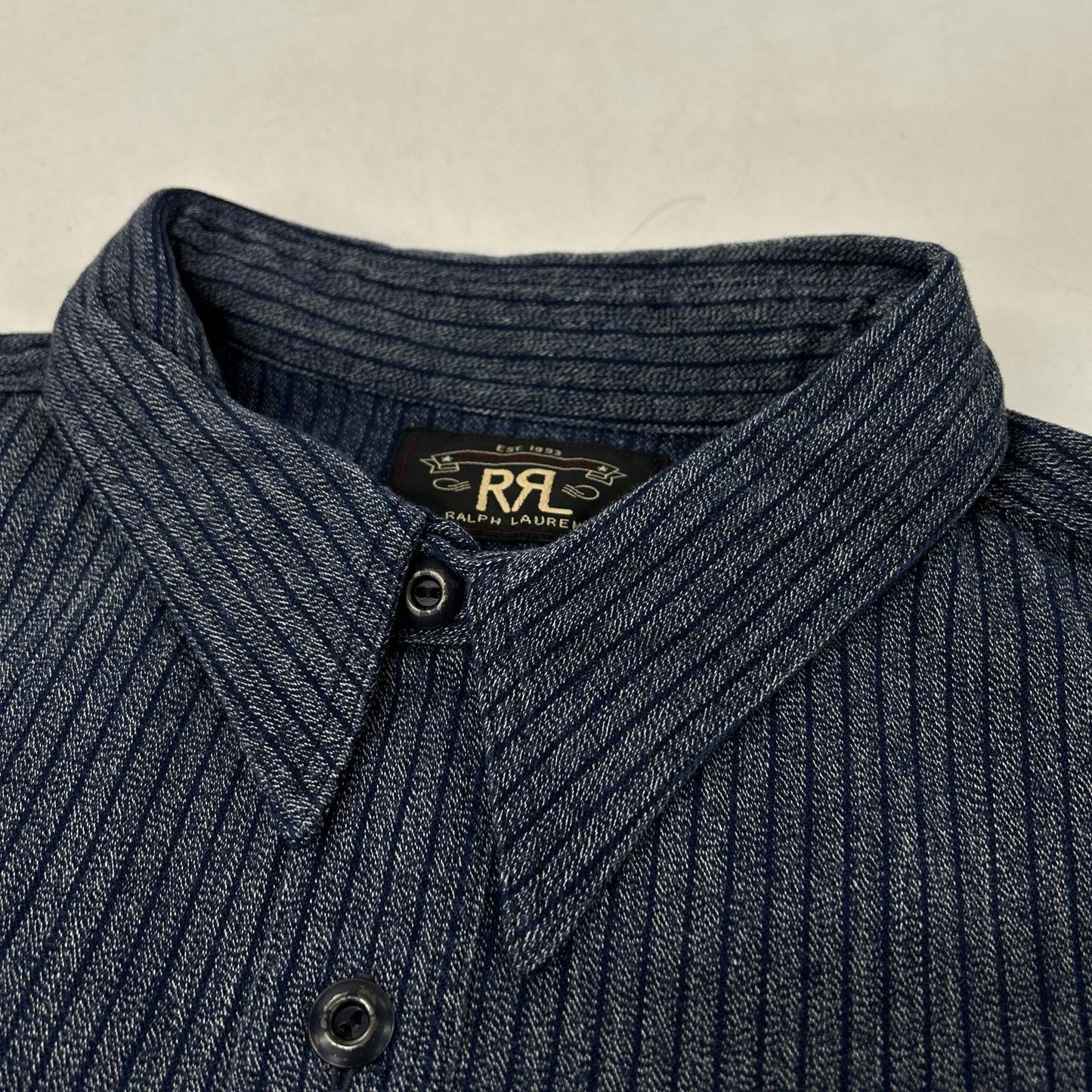 RRL Double RL 782529624001 Indigo Stripe Work Shirt Jacket Top