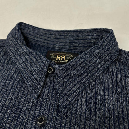 RRL Double RL 782529624001 Indigo Stripe Work Shirt Jacket Top