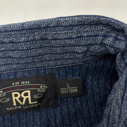 RRL Double RL 782529624001 Indigo Stripe Work Shirt Jacket Top