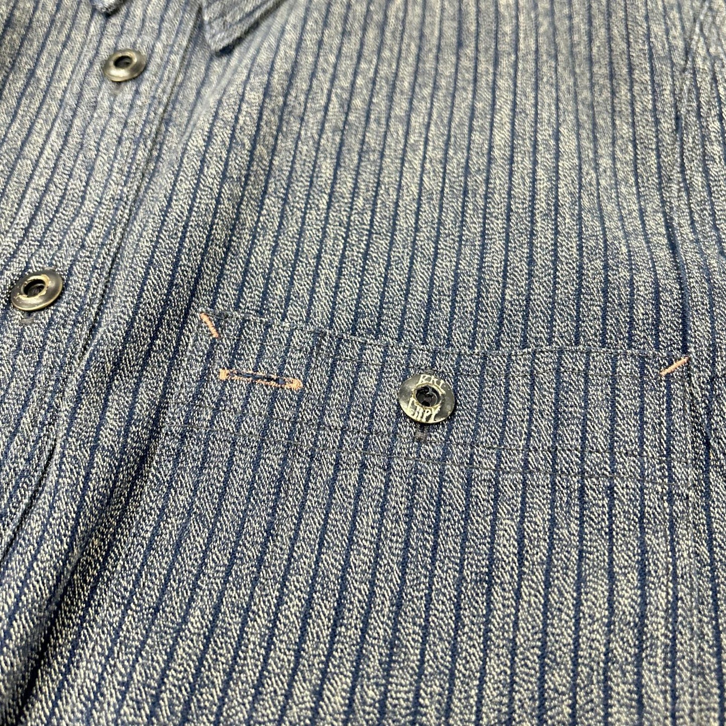 RRL Double RL 782529624001 Indigo Stripe Work Shirt Jacket Top