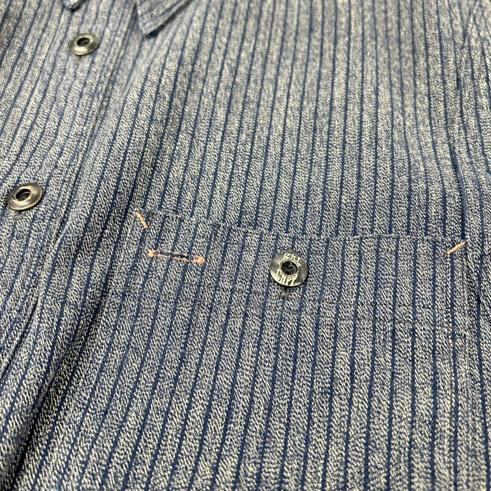 RRL Double RL 782529624001 Indigo Stripe Work Shirt Jacket Top