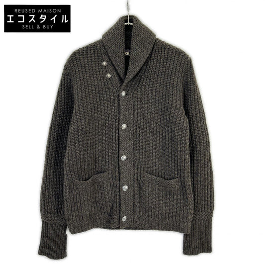 782509099001 Brown Wool Concho Button Shawl Collar Cardigan Tops M Men's