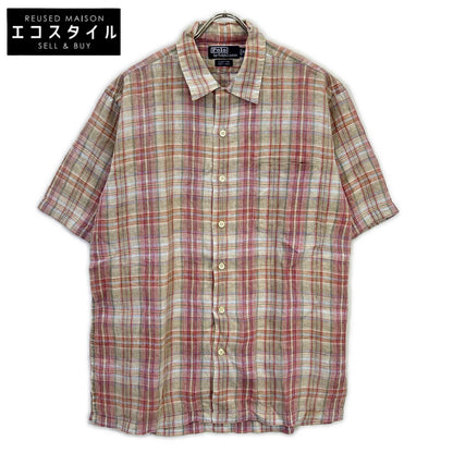 POLO RALPH LAUREN ポロ ラルフローレン 90年代 CLAYTON クレイトン チェック リネン100 オープンカラーシャツ トップス