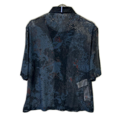 【BY MCQ】ﾈｲﾋﾞｰ 総柄 ｼｱｰ ｵｰﾌﾟﾝｶﾗｰ ｼｬﾂ トップス レディース