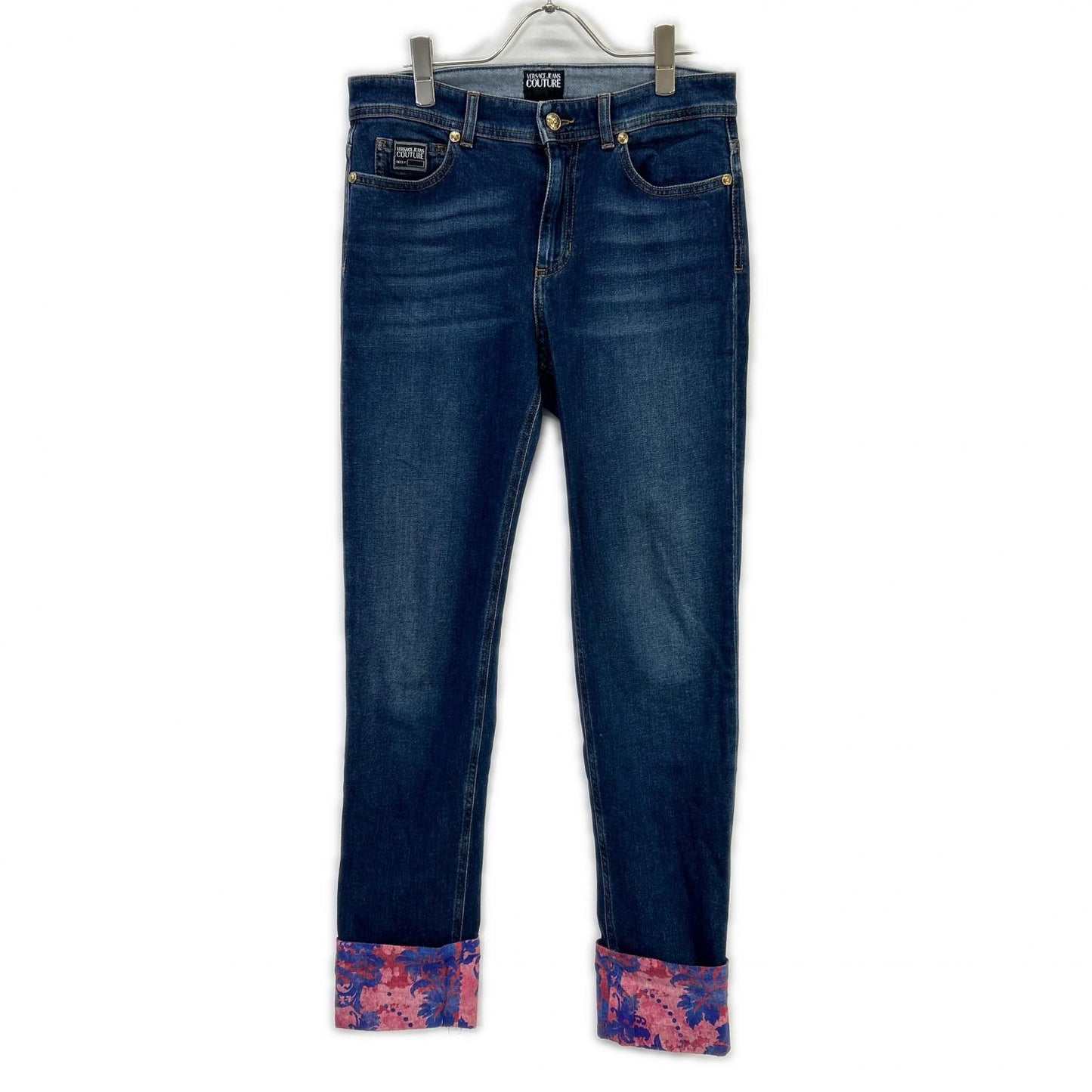 Versace Jeans ヴェルサーチジーンズ 73HAB5S5 インディゴ ポケット裾デザイン デニムパンツ ボトムス
