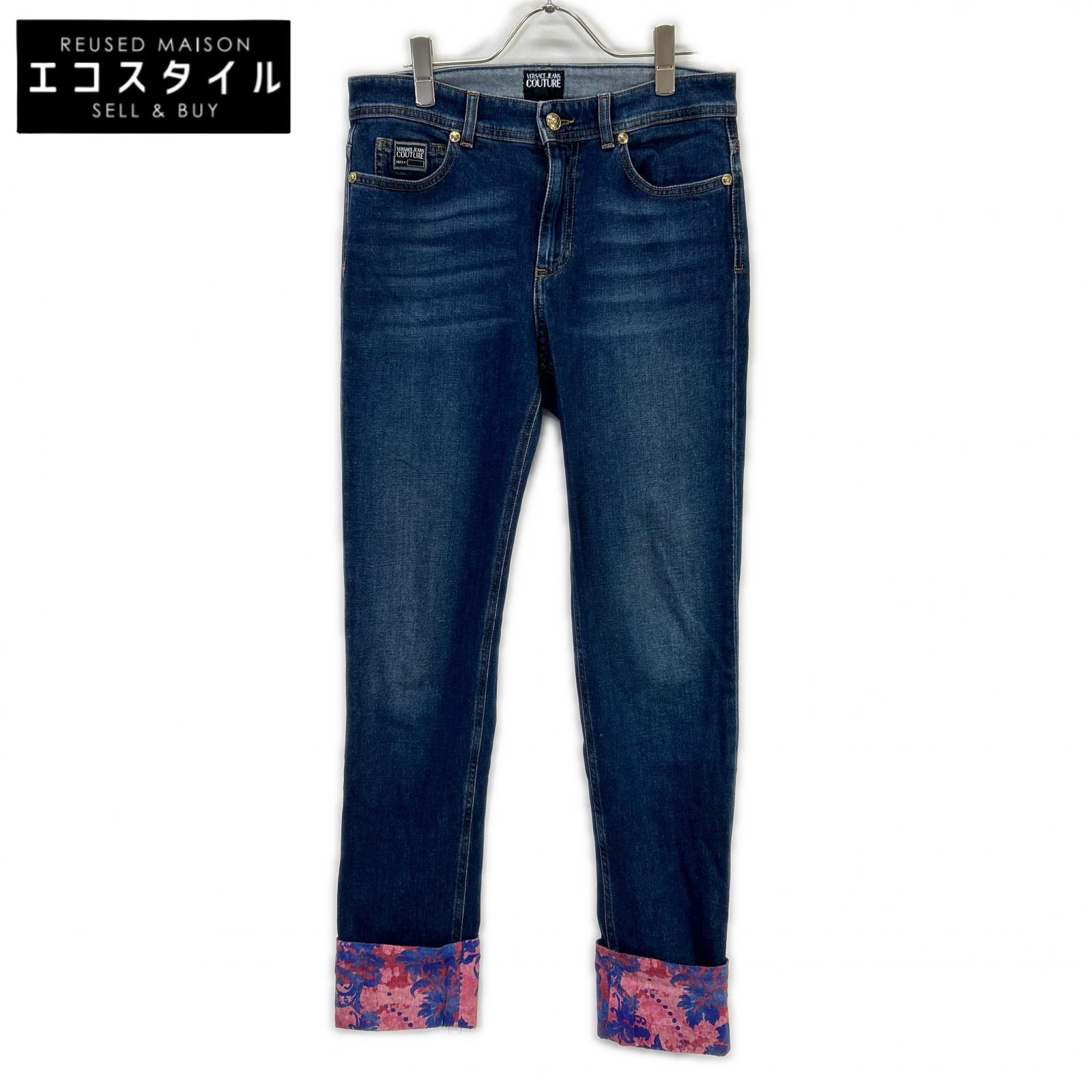 Versace Jeans ヴェルサーチジーンズ 73HAB5S5 インディゴ ポケット裾デザイン デニムパンツ ボトムス