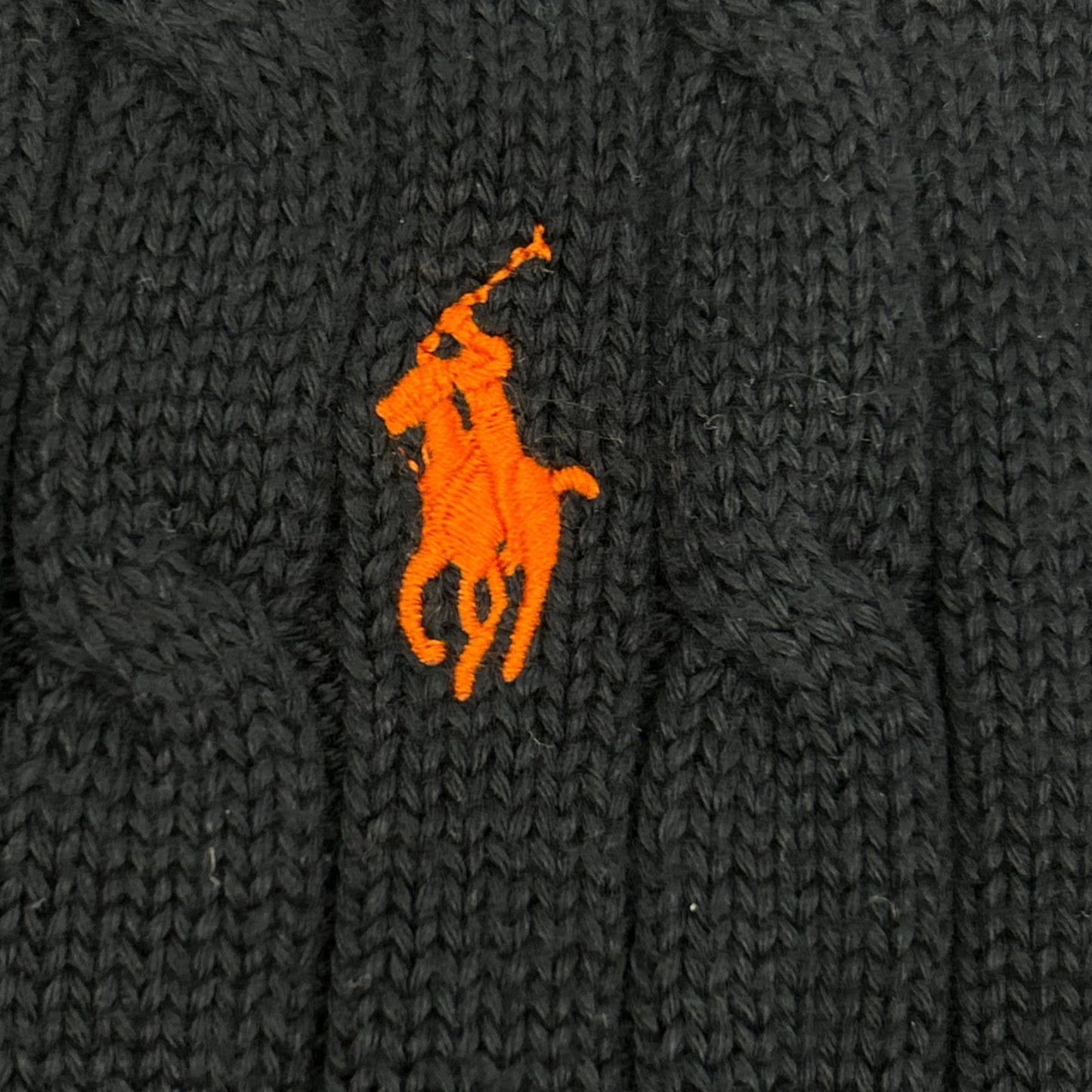 POLO RALPH LAUREN ポロ ラルフローレン ネイビー オレンジスモールポニー Vネック ケーブルニット トップス