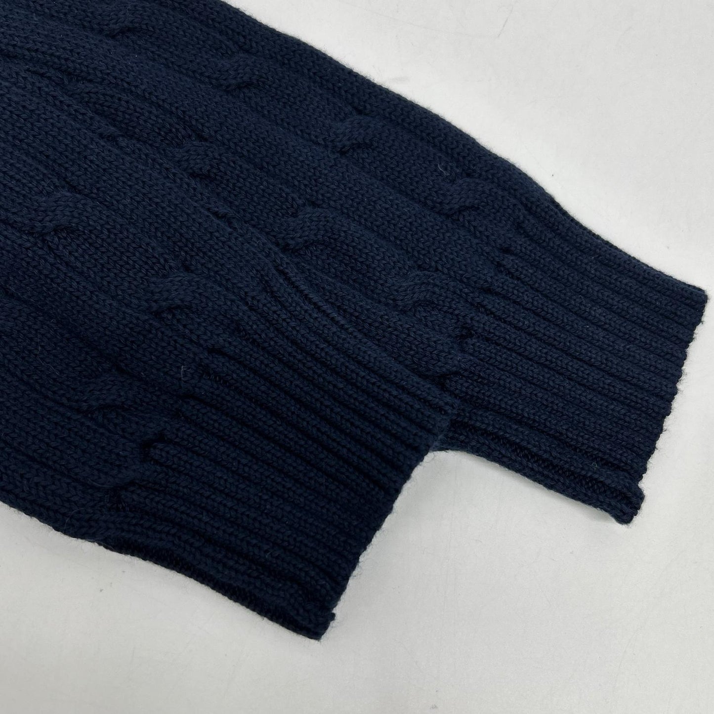 POLO RALPH LAUREN ポロ ラルフローレン ネイビー オレンジスモールポニー Vネック ケーブルニット トップス