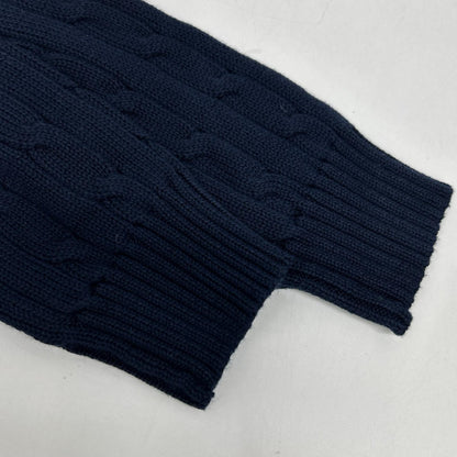 POLO RALPH LAUREN ポロ ラルフローレン ネイビー オレンジスモールポニー Vネック ケーブルニット トップス