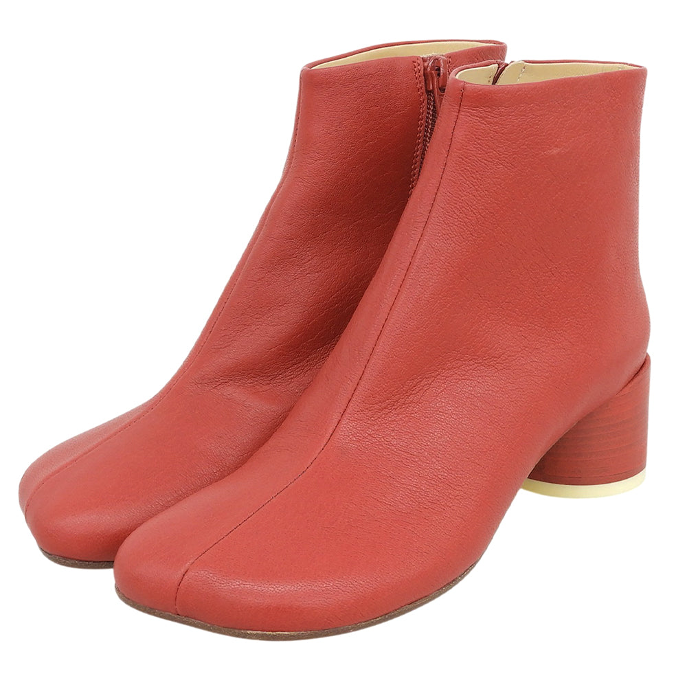 MM6 Maison Margiela 几乎全新 皮革踝靴 女款 红色 37 S59WU0173 鞋子