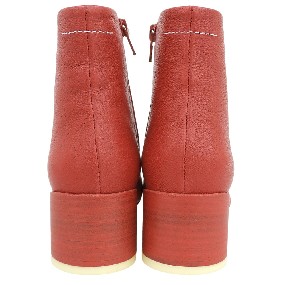 MM6 Maison Margiela 几乎全新 皮革踝靴 女款 红色 37 S59WU0173 鞋子