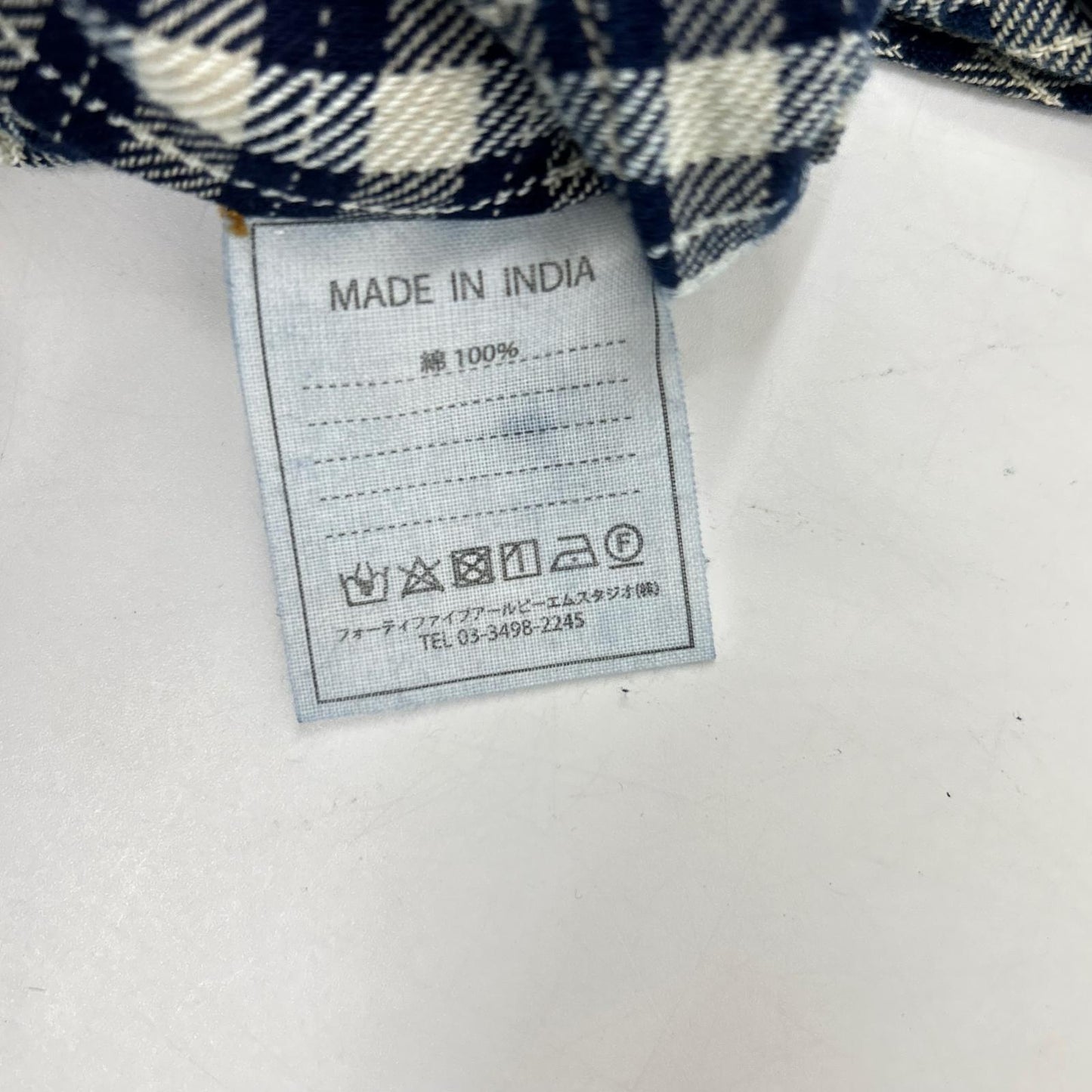 45R フォーティファイブ アール 7085034 ネイビー×ホワイト コットン 藍インドネルチェック ワンピース ワンピース