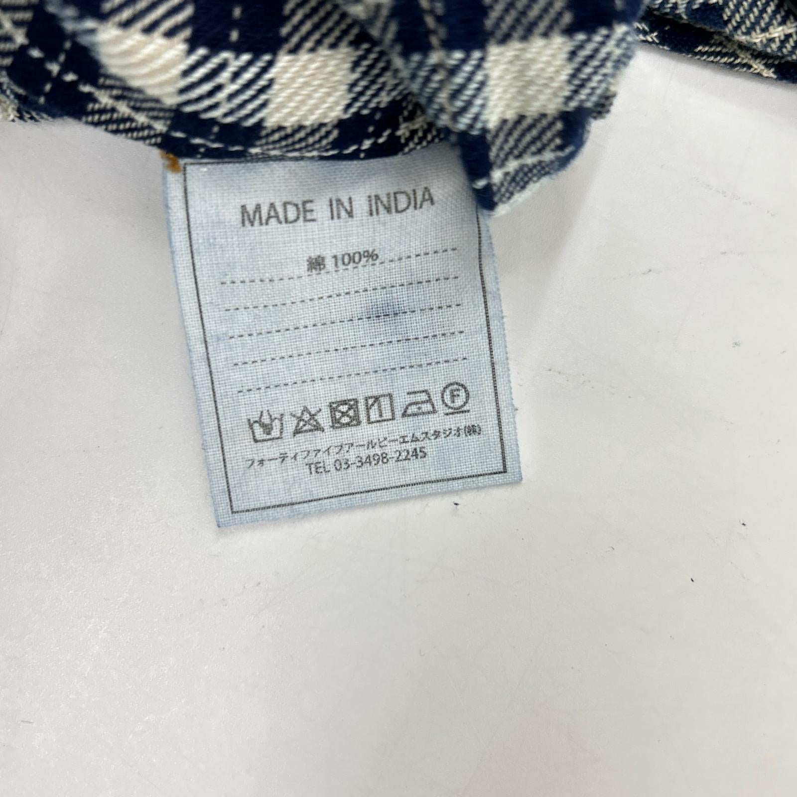 45R フォーティファイブ アール 7085034 ネイビー×ホワイト コットン 藍インドネルチェック ワンピース ワンピース