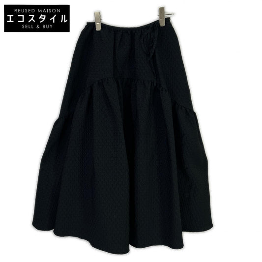 222005 Black Long Jacquard Skirt S Women's
