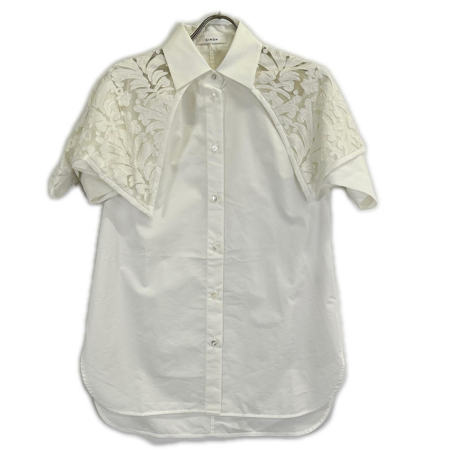 CINOH チノ 23SST004 ホワイト SUPIMA C/PE/PU HALF SLEEVE CAPE SHIRT トップス