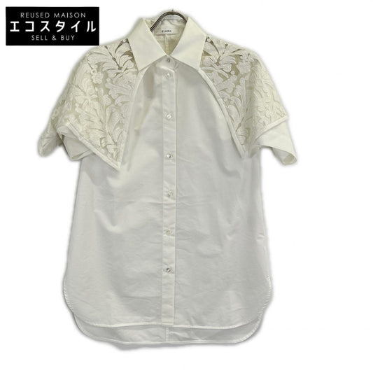 CINOH チノ 23SST004 ホワイト SUPIMA C/PE/PU HALF SLEEVE CAPE SHIRT トップス
