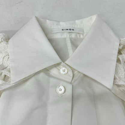 CINOH チノ 23SST004 ホワイト SUPIMA C/PE/PU HALF SLEEVE CAPE SHIRT トップス