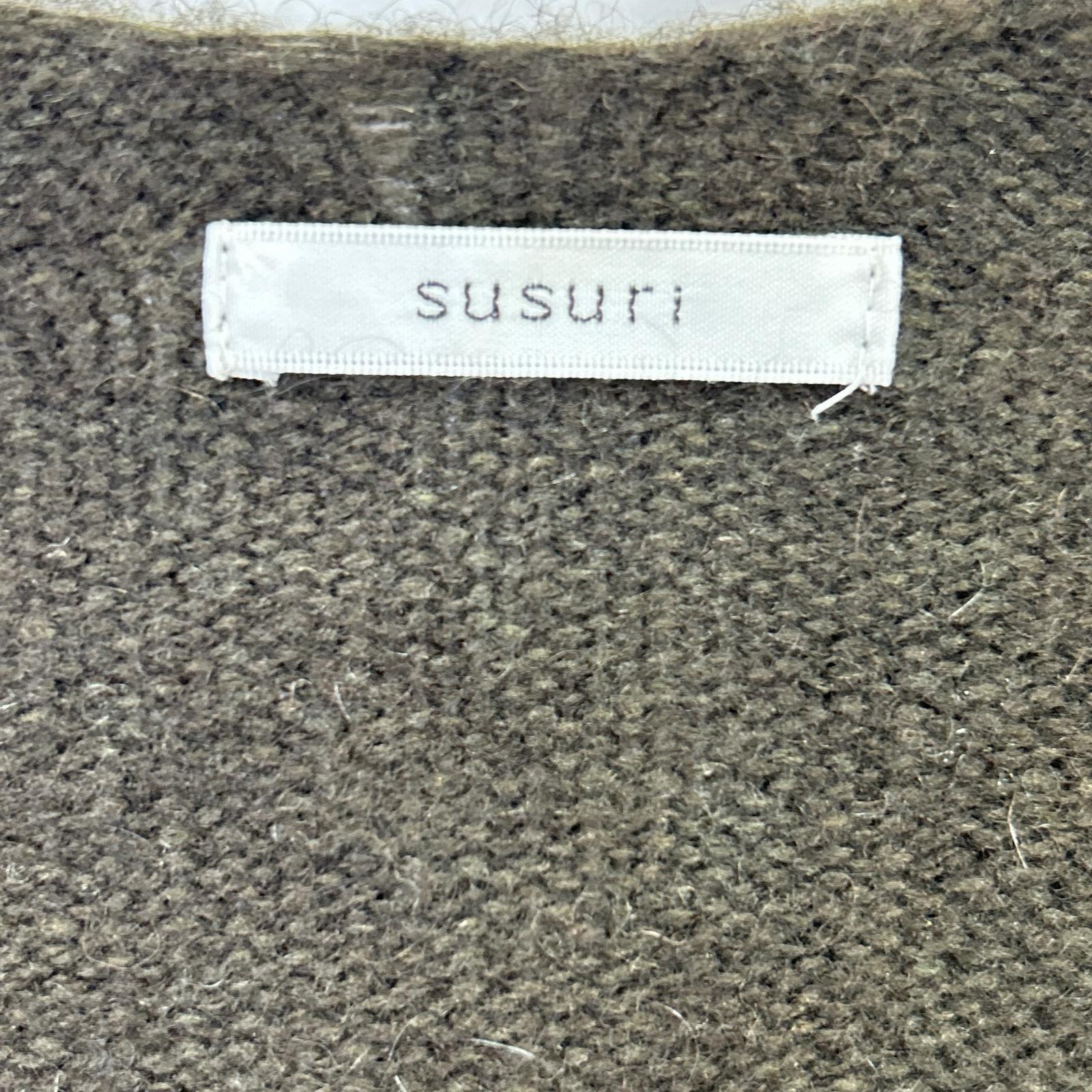 16-570 Green Wool Blend Long Knit Cardigan Women's Top