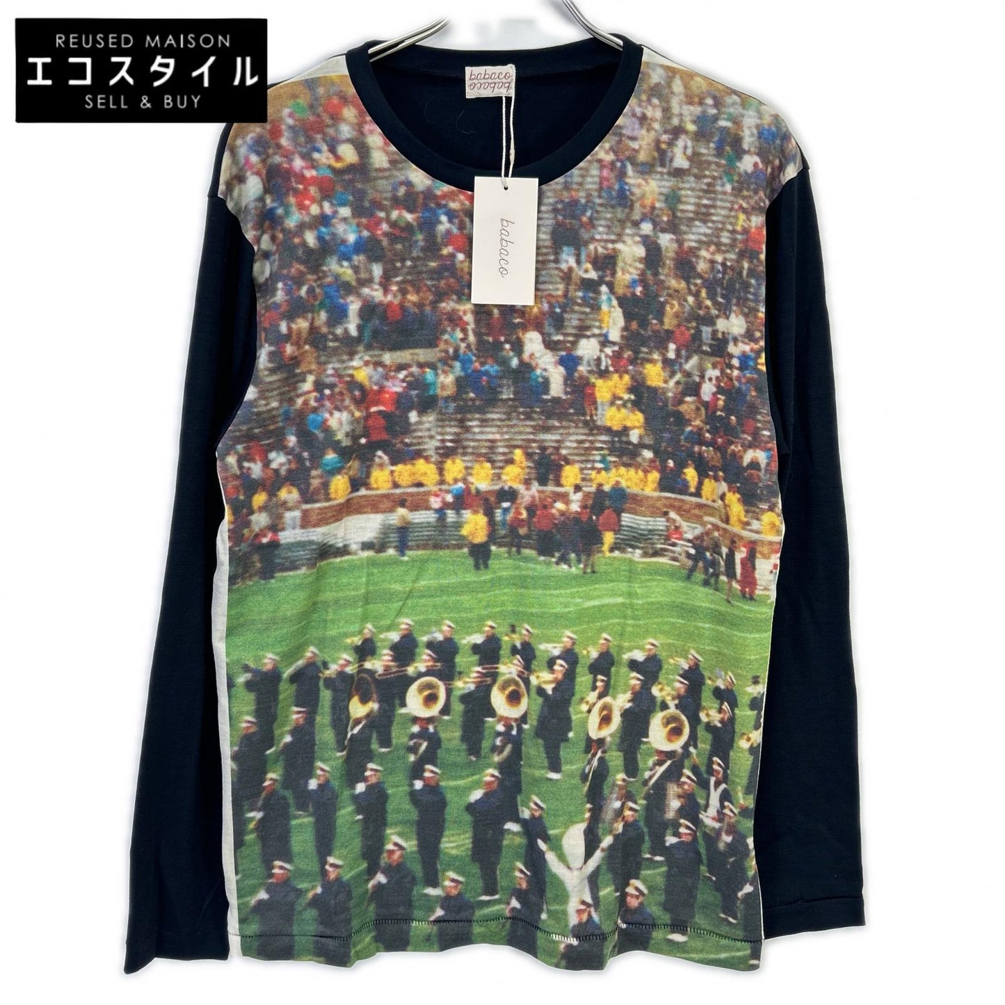 BA01-RE11 Black All-over print Wool Long Sleeve T-shirt Top UNI Ladies