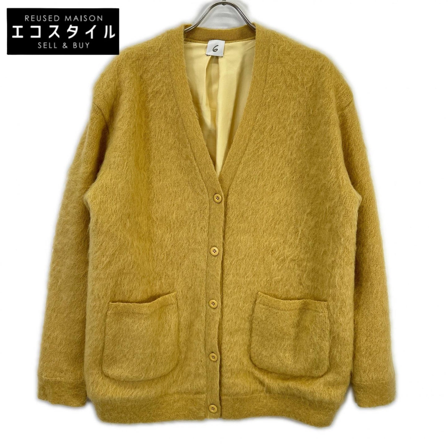 6 ROKU ロク 8628-105-0033 イエロー MOHAIR CARDIGAN カーディガン トップス