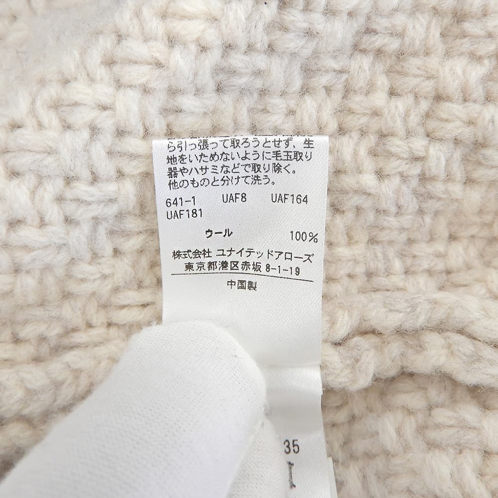 6(ROKU) ロク 美品 ケーブル クルーネック ニット トップス レディース アイボリー×ネイビー 8613-199-0235 トップス