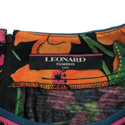 LEONARD レオナール ブラック ウール×シルク 花柄 ワンピース ワンピース