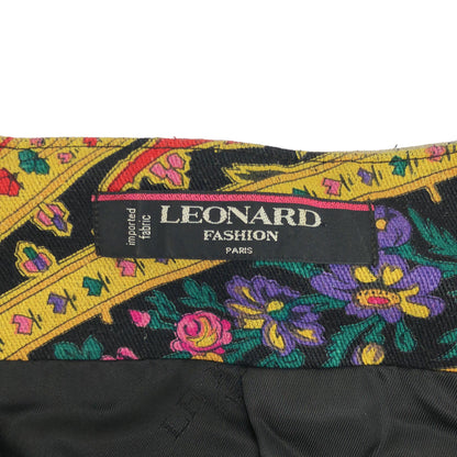 LEONARD Leonard 0271701 Black Silk All-Over-Pattern Collarless Jacket Jacket