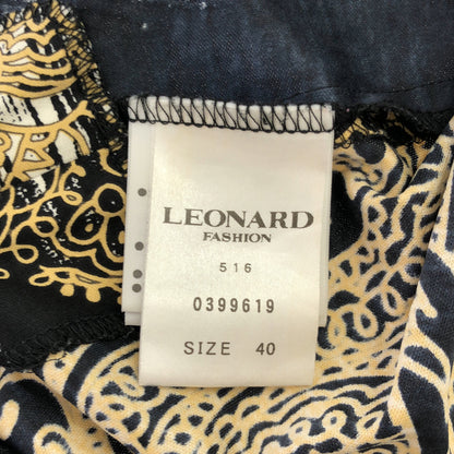 LEONARD レオナール 0399619 ブラック×ゴールド コットン ラインストーン ブラウス トップス