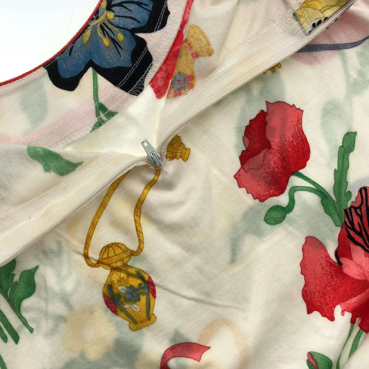 LEONARD レオナール Ivory Cotton Floral Print Cut-and-Sew Top and Skirt Two-Piece Set Suit Set-Up