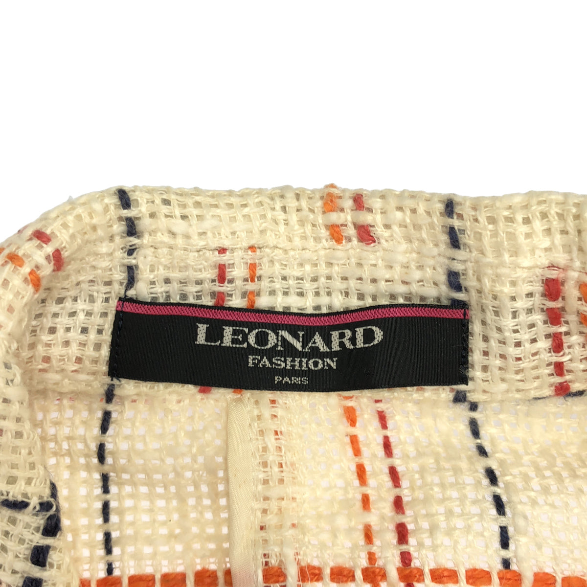 LEONARD レオナール 0371052 アイボリー リネン×コットン チェック ジャケット ジャケット