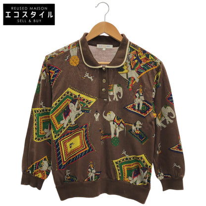 LEONARD レオナール 0597901 ブラウン 総柄 長袖ポロシャツ トップス