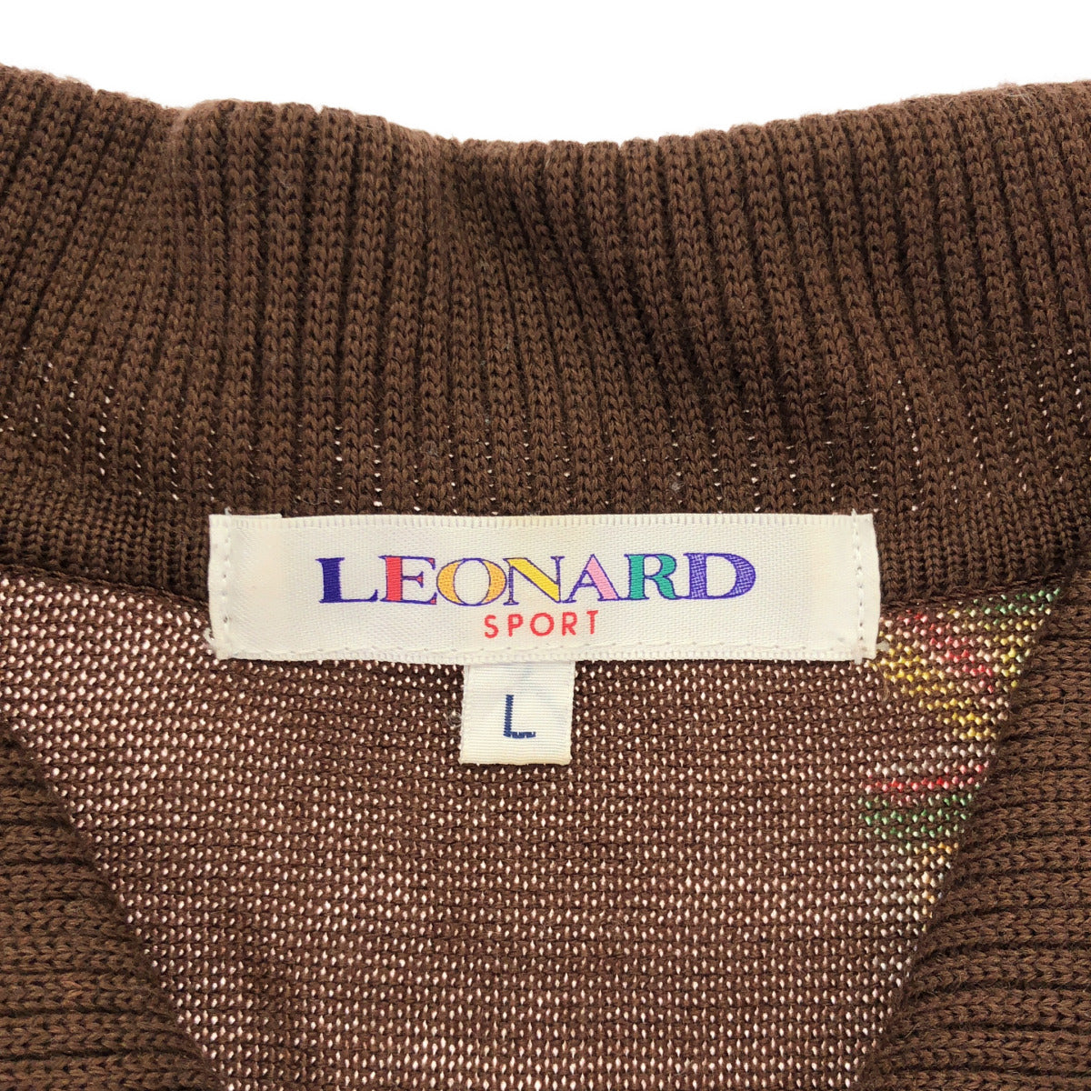 LEONARD レオナール 0597901 ブラウン 総柄 長袖ポロシャツ トップス
